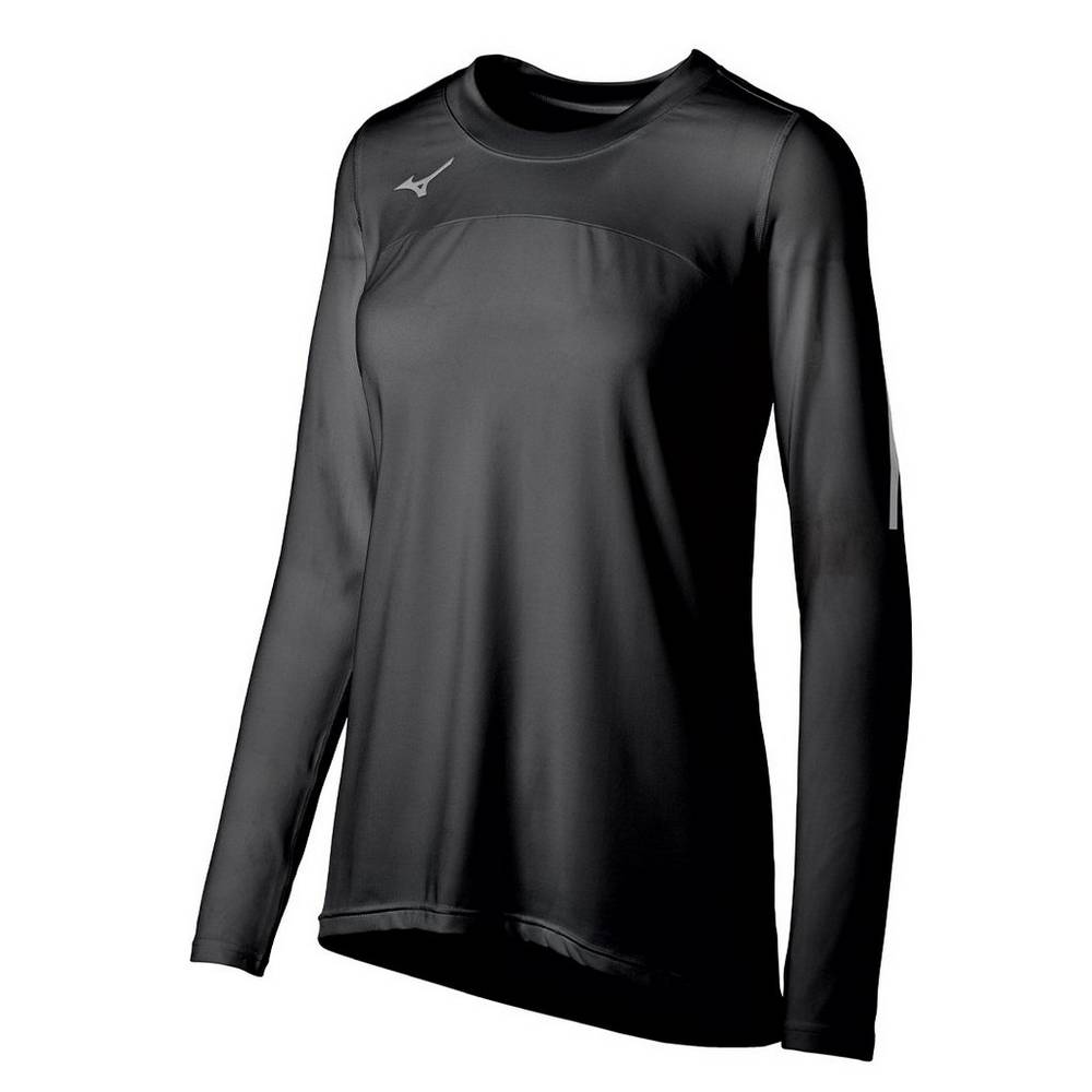 Mizuno Techno VII Long Sleeve - Bayan Forma - Siyah Türkiye (XRGWSO-795)